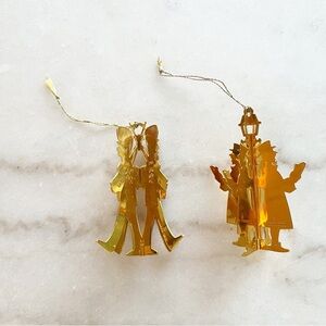 Lot of 2 Danbury Mint Gold Ornaments Carolers and Drummers